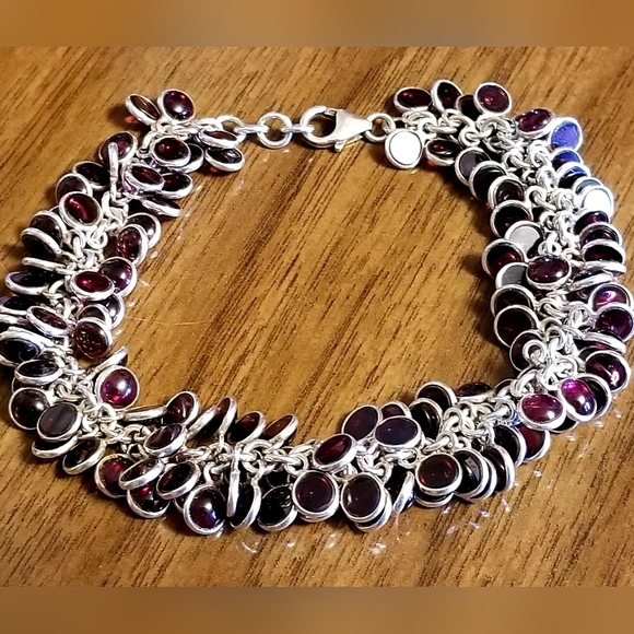 RARE Silpada Sterling Silver & Garnet Cha Cha Bracelet - Picture 9 of 12